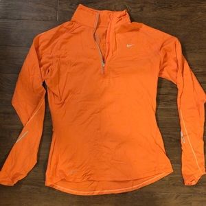 Orange Nike dri-fit running 1/4 zip